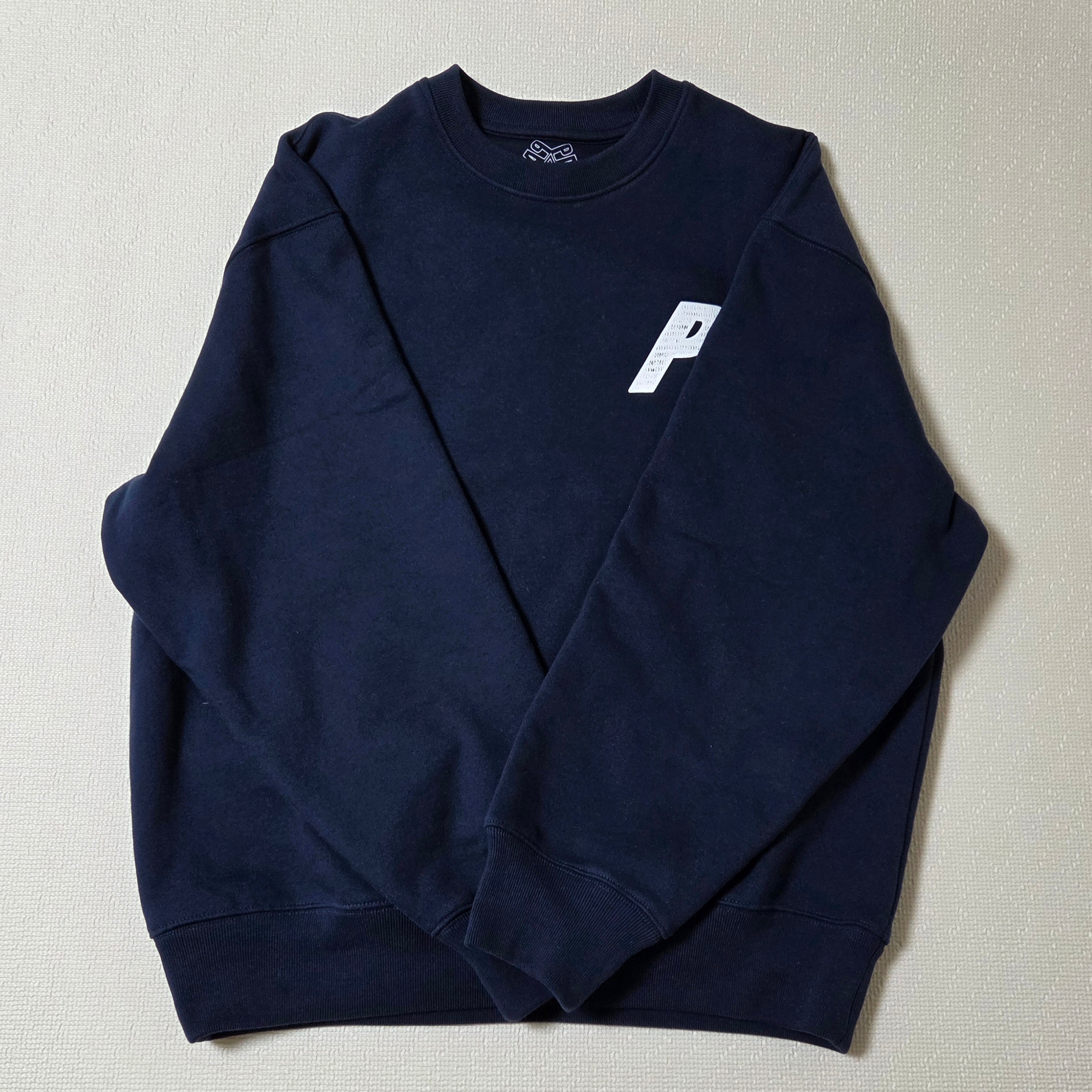 Palace P3 Chain Puff Crew Navy - 25FW 착용 스타일 - 1