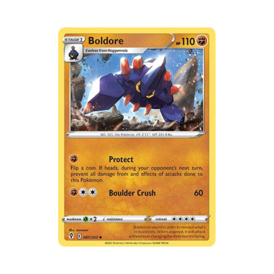 포켓몬 TCG 암트르 U 이볼빙 스카이즈 (영문판)(Pokemon TCG Boldore U Evolving Skies (English Ver.))