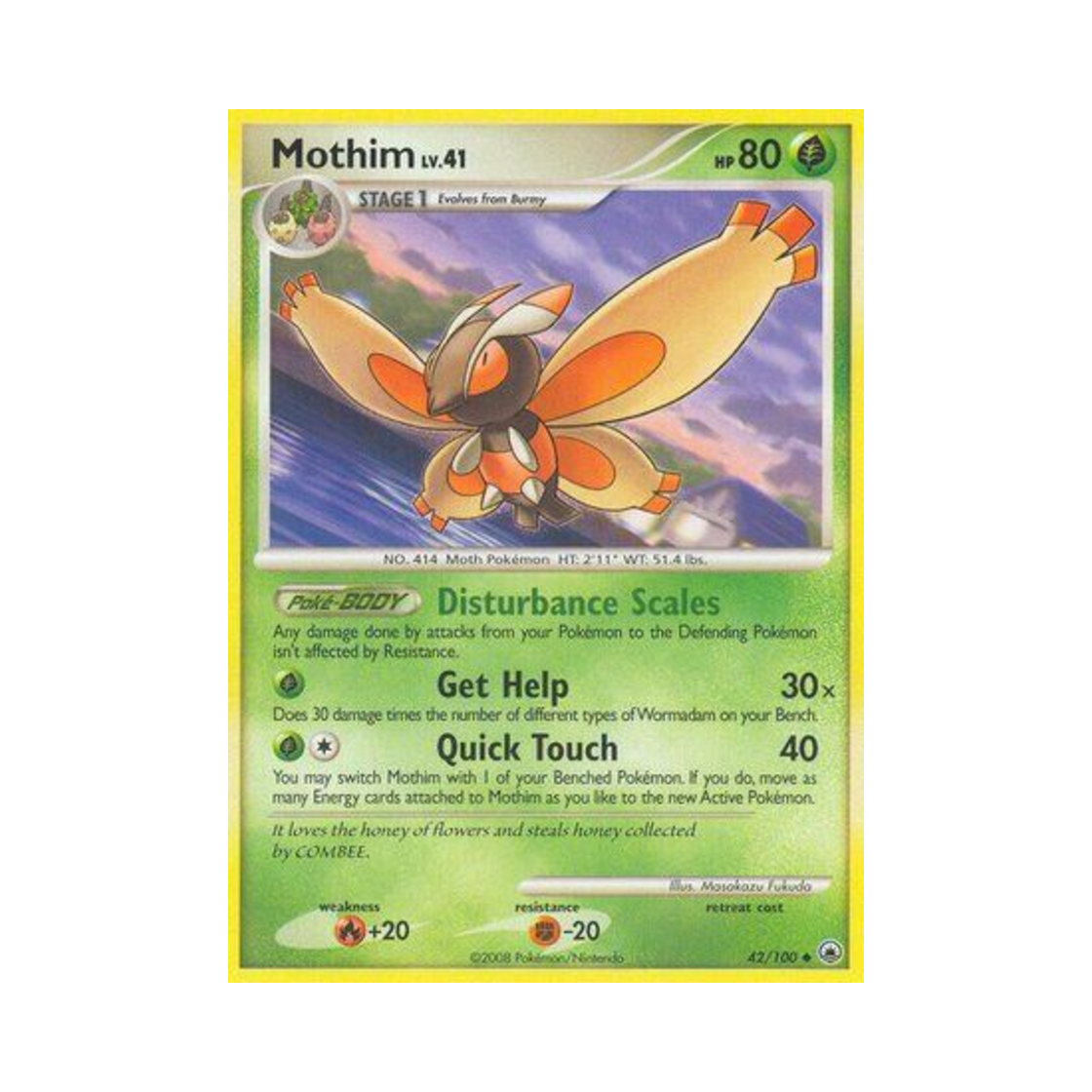 MD42/100 Pokemon TCG Mothim U Majestic Dawn (English Ver.)