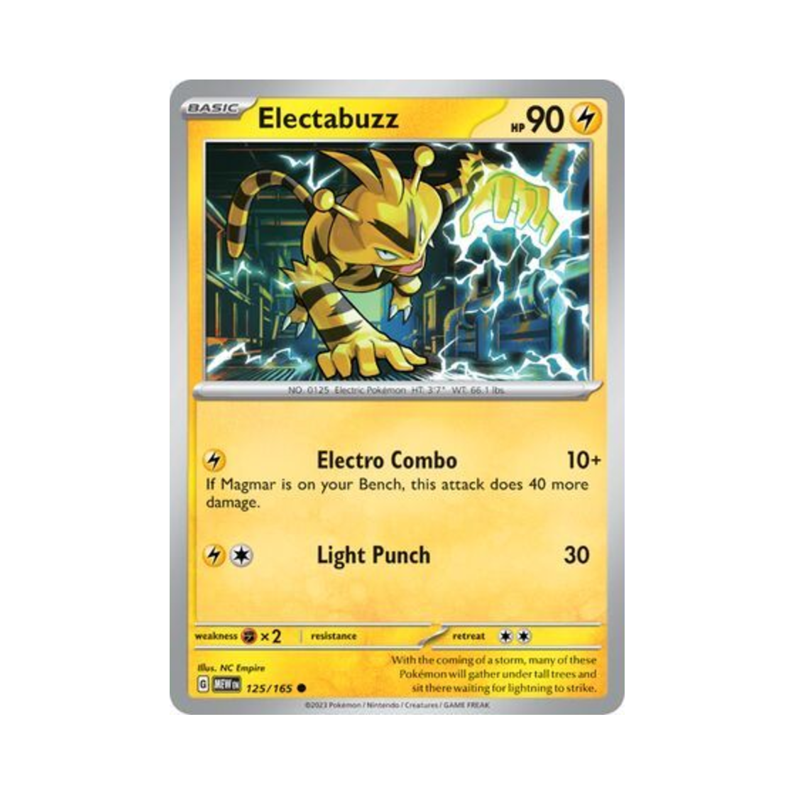 포켓몬 TCG 에레브 C 스칼렛 & 바이올렛 151 (영문판)(Pokemon TCG Electabuzz C Scarlet & Violet 151 (English Ver.))