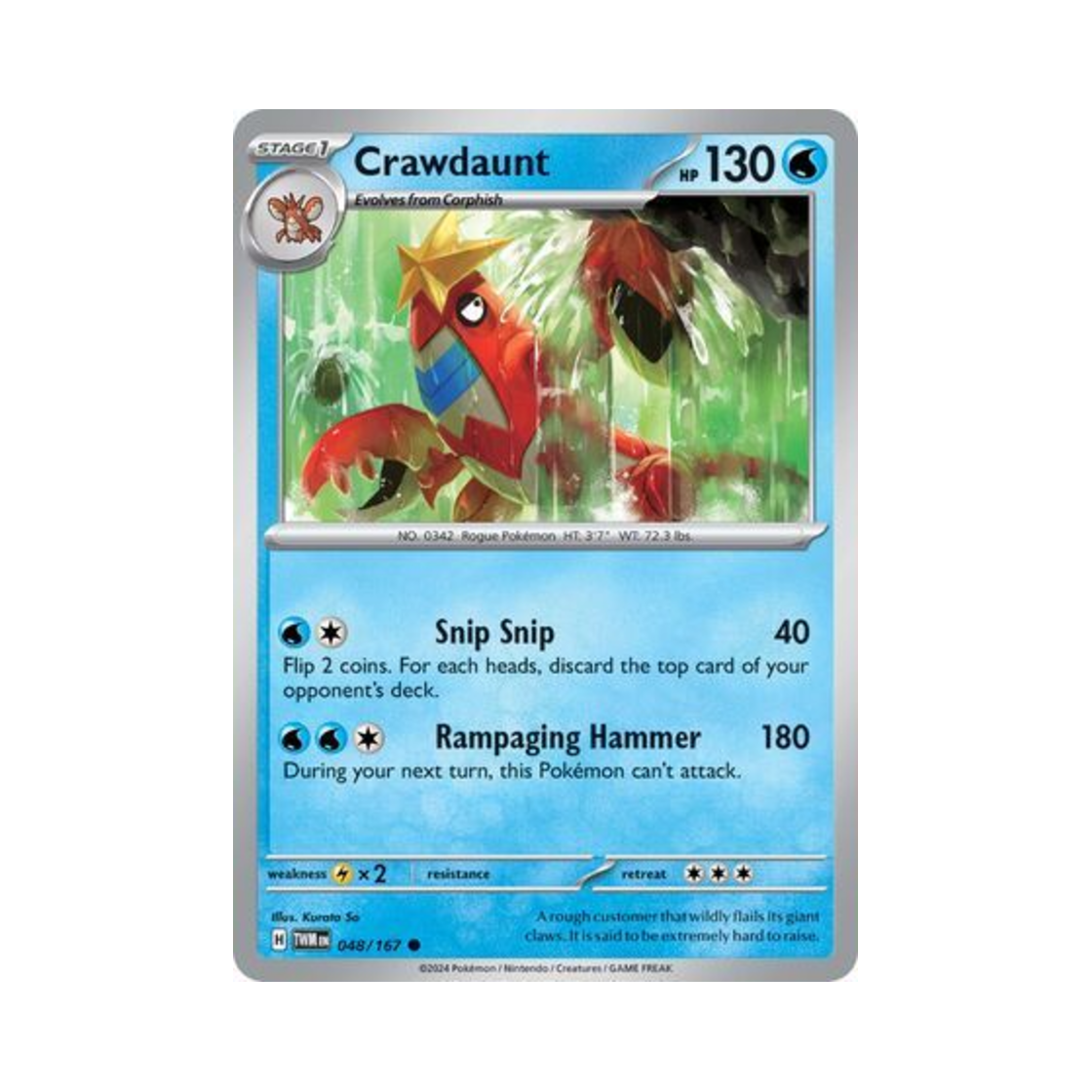 포켓몬 TCG 가재장군 C 트와일라잇 마스커레이드 (영문판)(Pokemon TCG Crawdaunt C Twilight Masquerade (English Ver.)) - 1