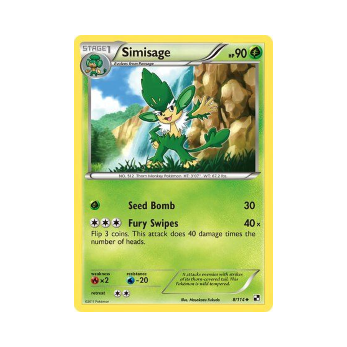 포켓몬 TCG 야나키 U 블랙 & 화이트 (영문판)(Pokemon TCG Simisage U Black & White (English Ver.)) - 1