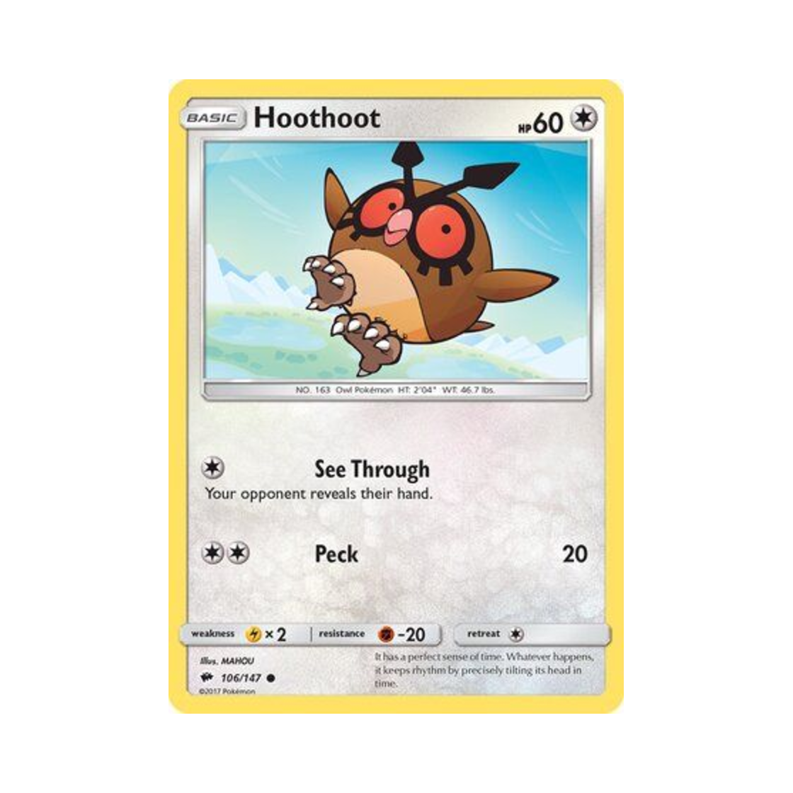포켓몬 TCG 부우부 C 버닝 쉐도우 (영문판)(Pokemon TCG Hoothoot C Burning Shadows (English Ver.))