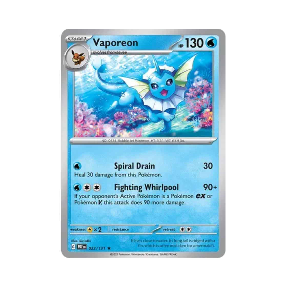PRE022/131 Pokemon TCG Vaporeon R Prismatic Evolutions (English Ver.)