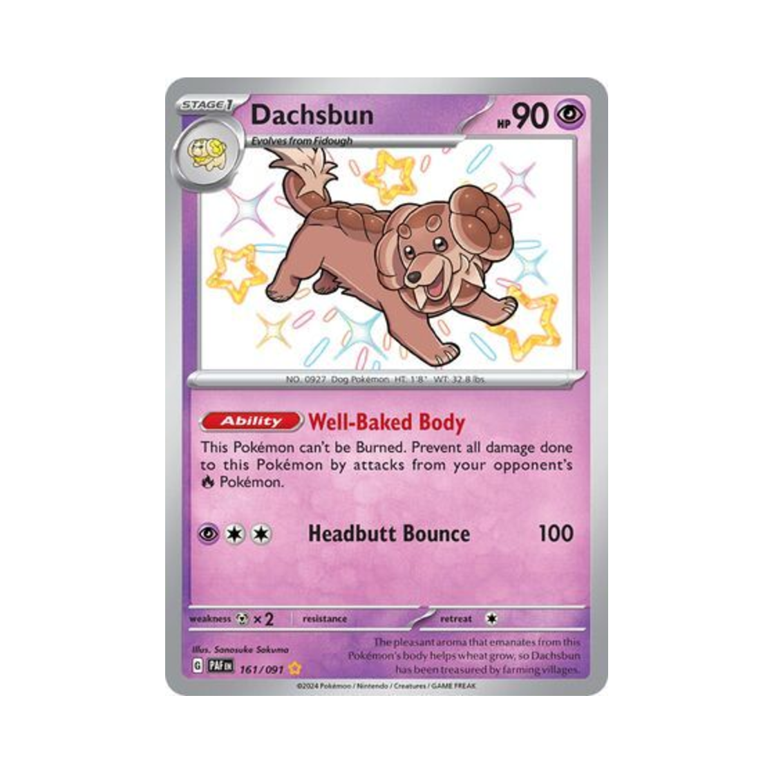 포켓몬 TCG 바우첼 SR 팔데아 페이트 (영문판)(Pokemon TCG Dachsbun SR Paldean Fates (English Ver.)) - 1