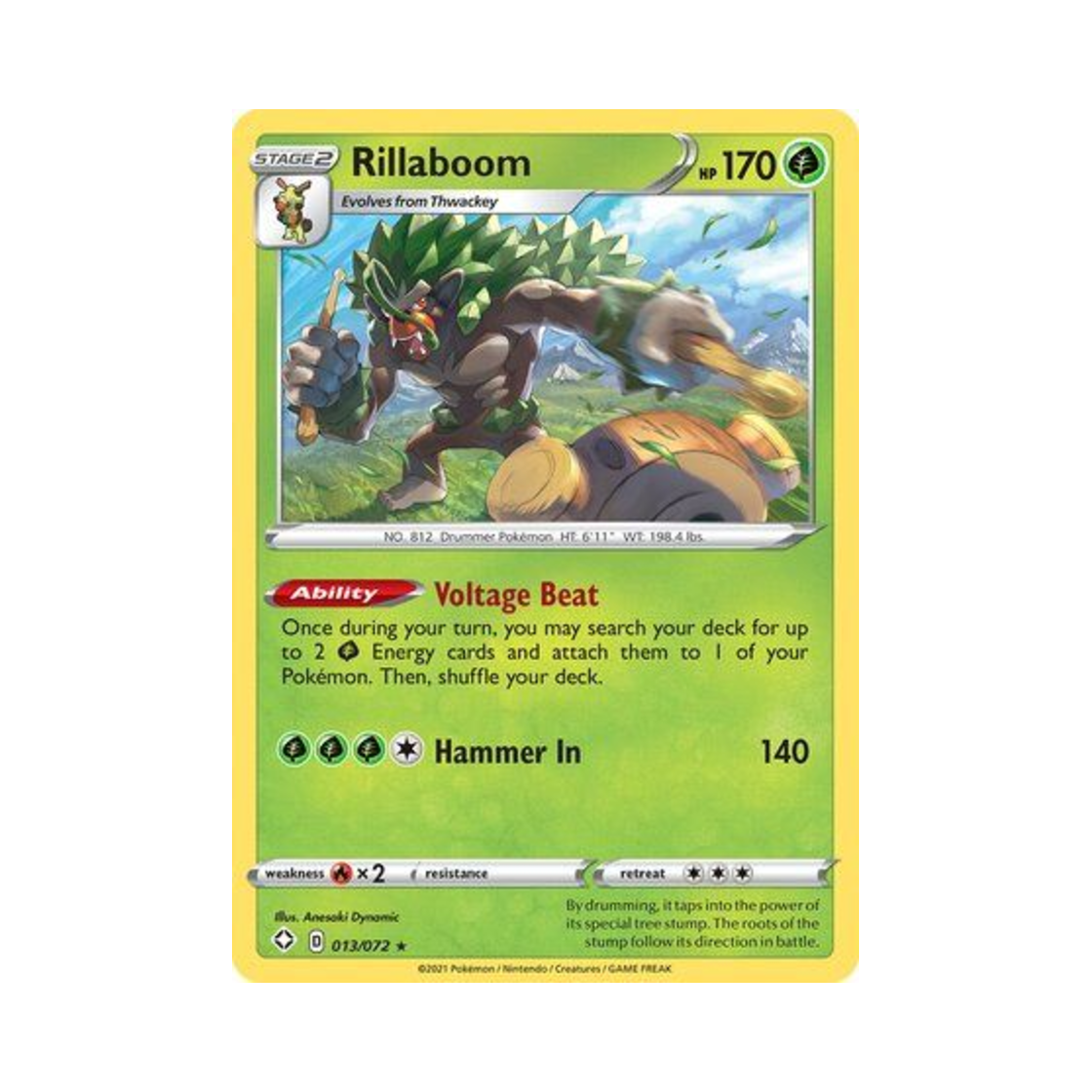 포켓몬 TCG 고릴타 RH 샤이닝 페이츠 (영문판)(Pokemon TCG Rillaboom RH Shining Fates (English Ver.))