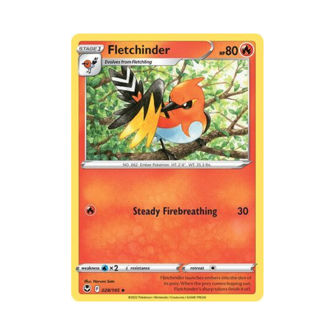 포켓몬 TCG 불화살빈 U 실버 템페스트 (영문판)(Pokemon TCG Fletchinder U Silver Tempest (English Ver.)) - 1