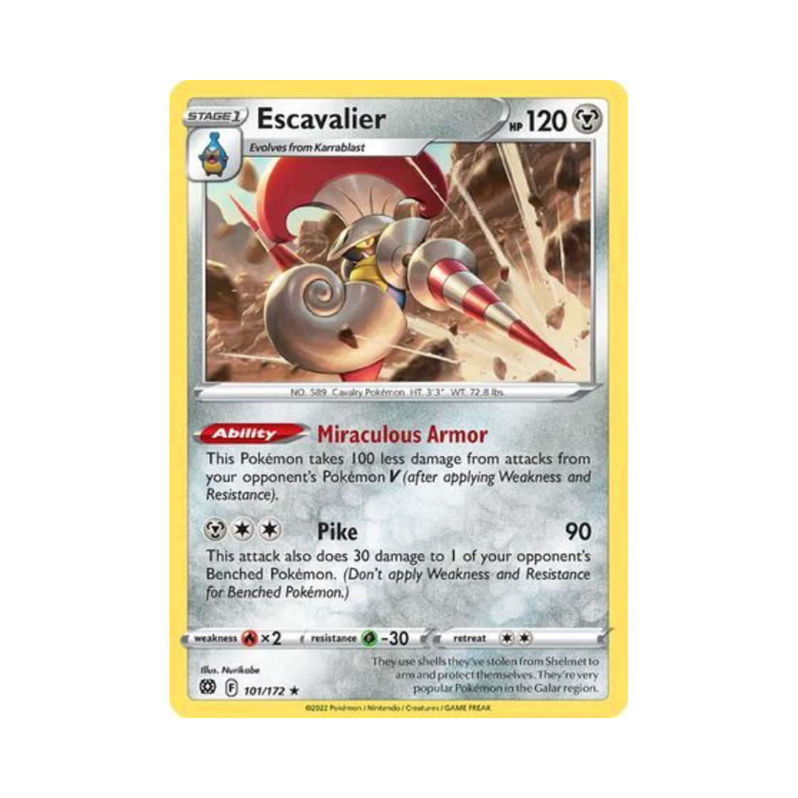 포켓몬 TCG 슈바르고 R 브릴리언트 스타즈 (영문판)(Pokemon TCG Escavalier R Brilliant Stars (English Ver.))