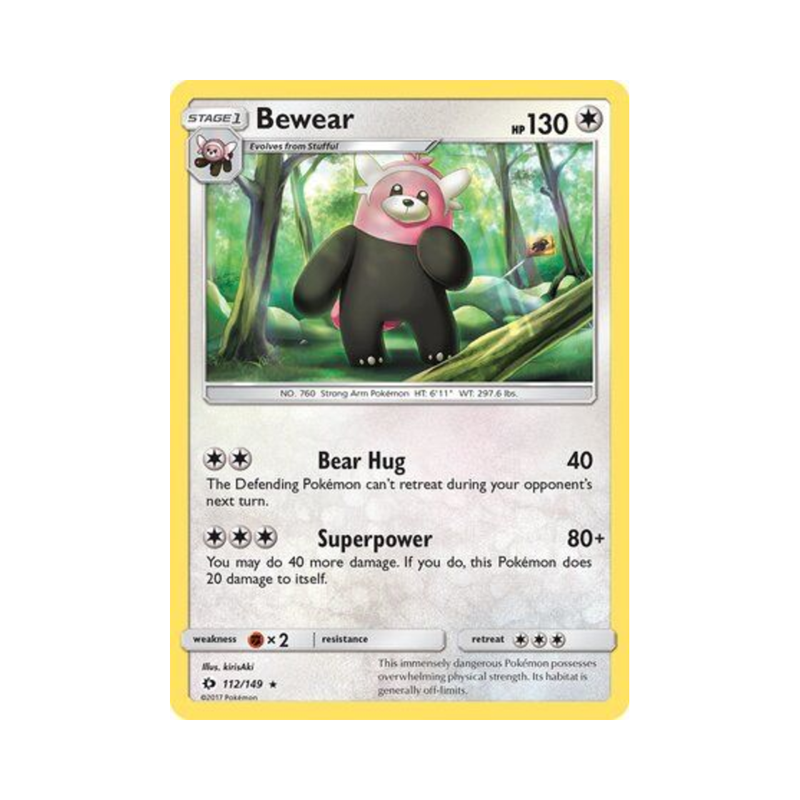 포켓몬 TCG 이븐곰 R 썬 & 문 (영문판)(Pokemon TCG Bewear R Sun & Moon (English Ver.))