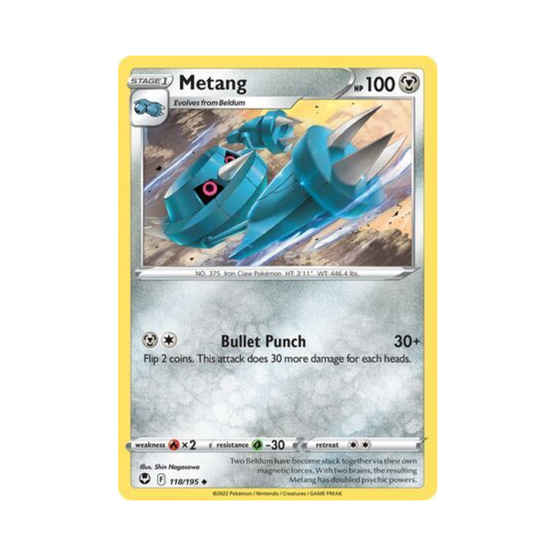 포켓몬 TCG 메탕구 U 실버 템페스트 (영문판)(Pokemon TCG Metang U Silver Tempest (English Ver.))