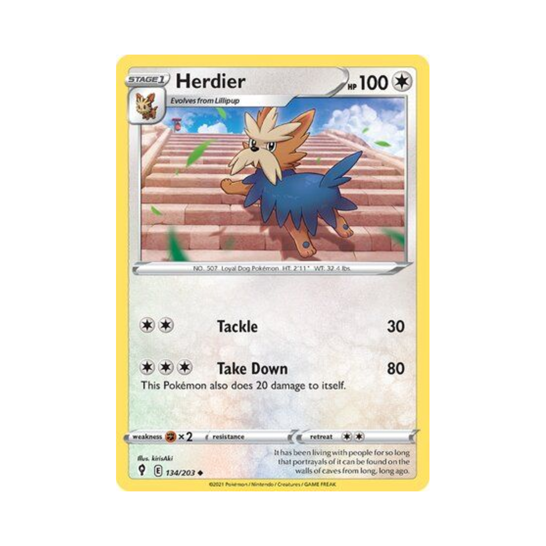 포켓몬 TCG 하데리어 U 이볼빙 스카이즈 (영문판)(Pokemon TCG Herdier U Evolving Skies (English Ver.)) - 1