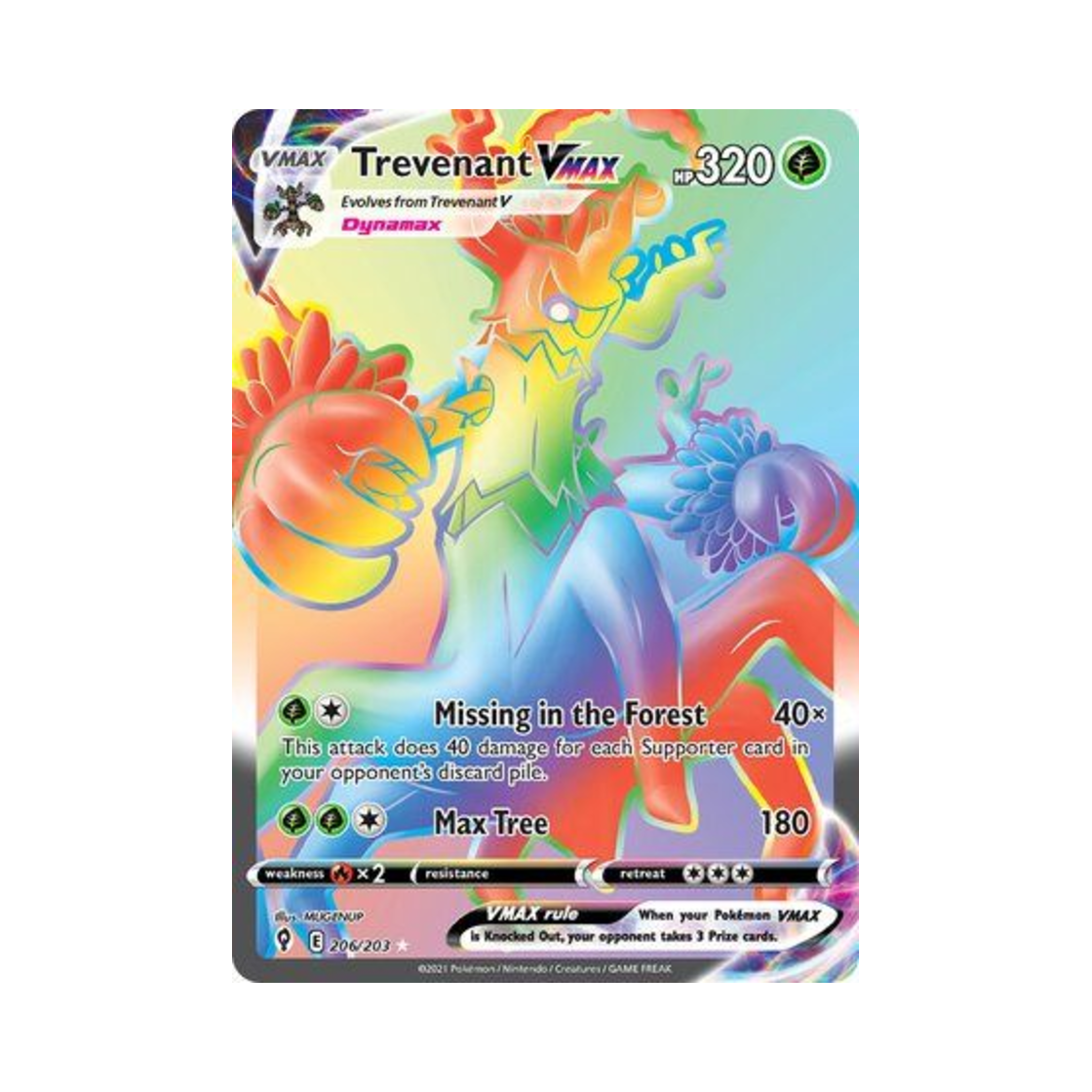 포켓몬 TCG 대로트 VMAX RR 이볼빙 스카이즈 (영문판)(Pokemon TCG Trevenant VMAX RR Evolving Skies (English Ver.))