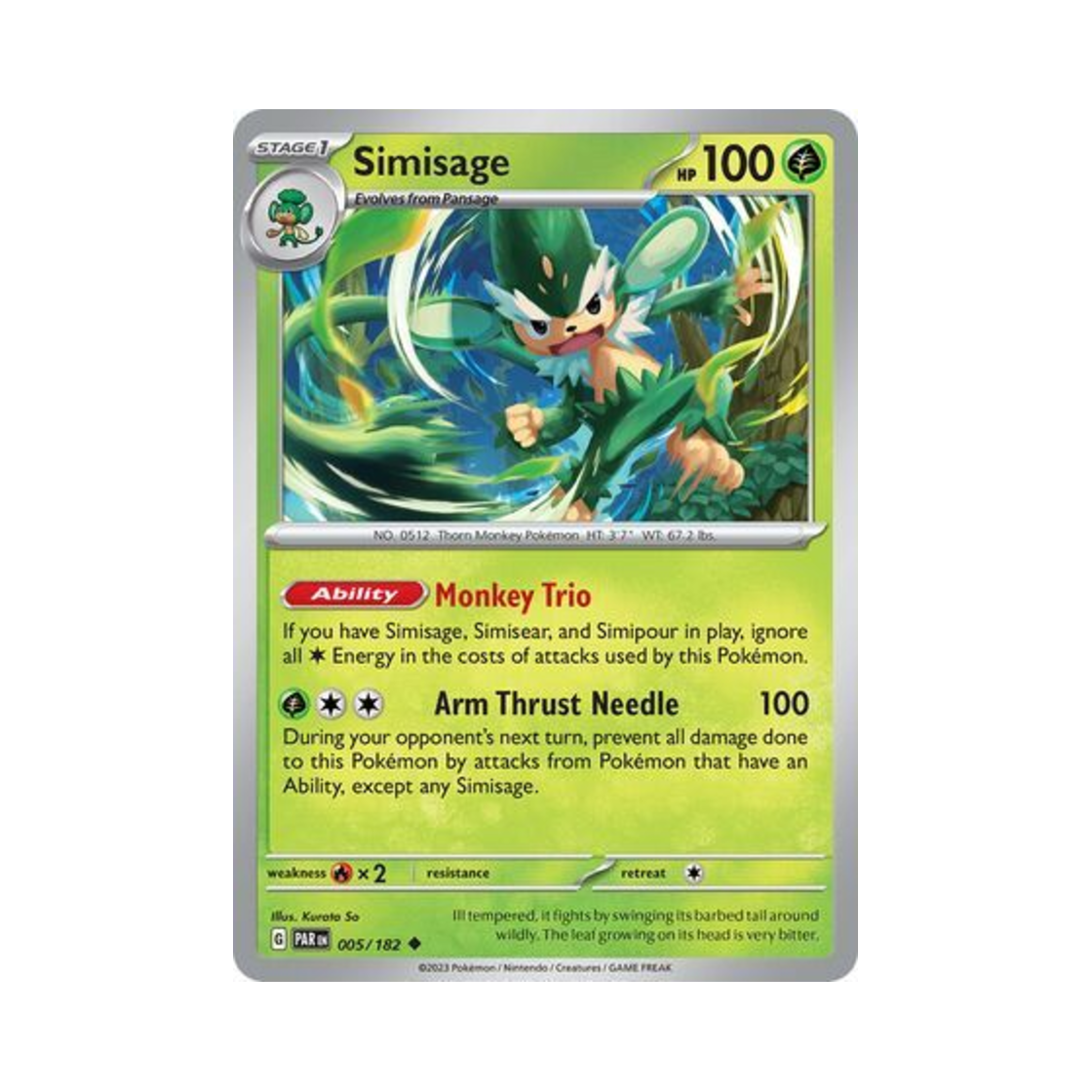 포켓몬 TCG 야나키 U 파라독스 리프트 (영문판)(Pokemon TCG Simisage U Paradox Rift (English Ver.))