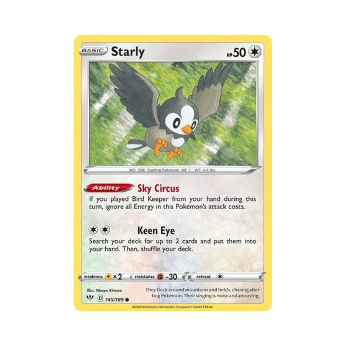 포켓몬 TCG 찌르꼬 C 다크니스 어블레이즈 (영문판)(Pokemon TCG Starly C Darkness Ablaze (English Ver.))