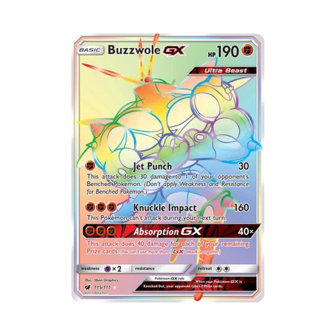 포켓몬 TCG 매시붕 GX RR 크림슨 인베이전 (영문판)(Pokemon TCG Buzzwole GX RR Crimson Invasion (English Ver.))