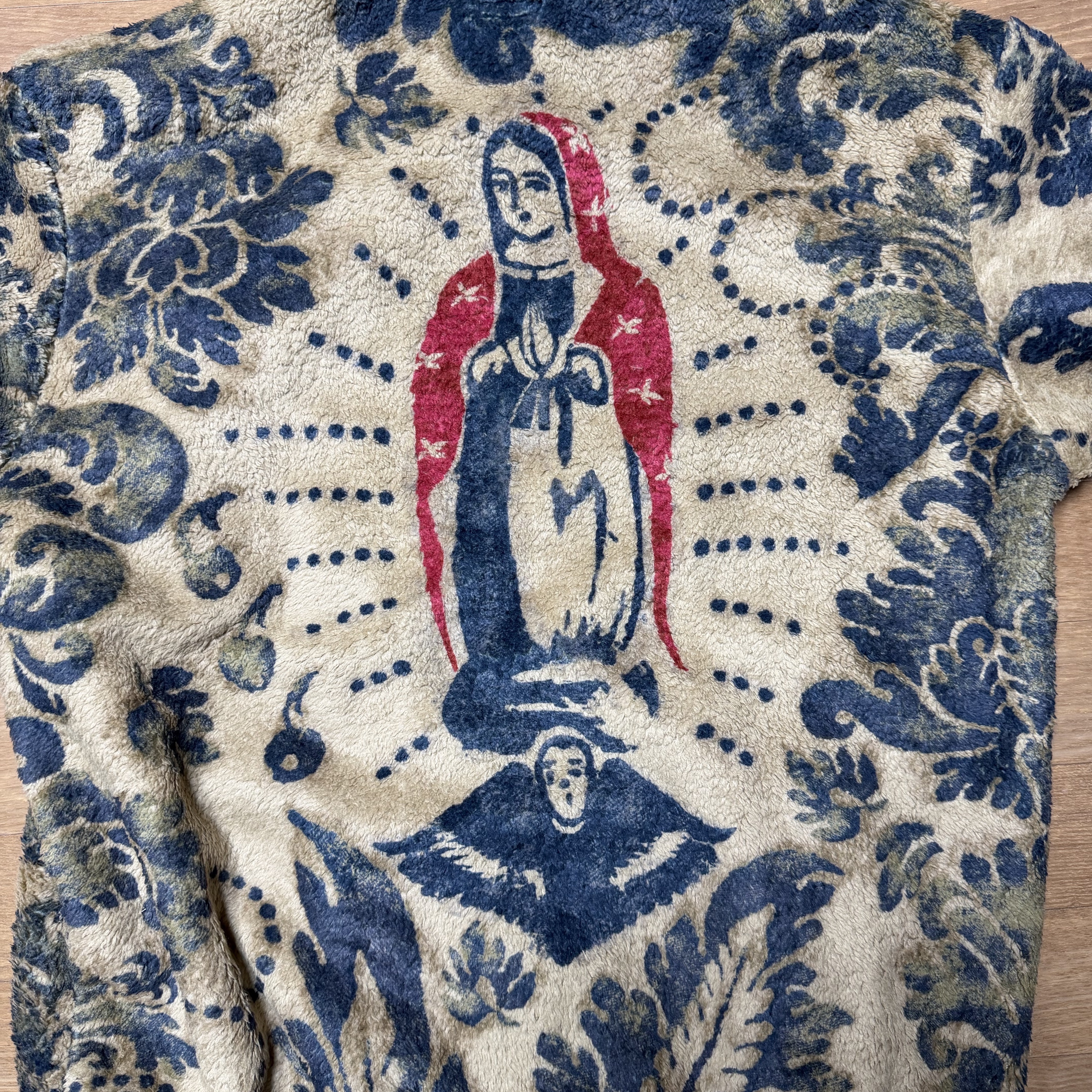 Kapital Damask Pattern Maria Fleece Zip Blouson Beige 착용 스타일 - 2