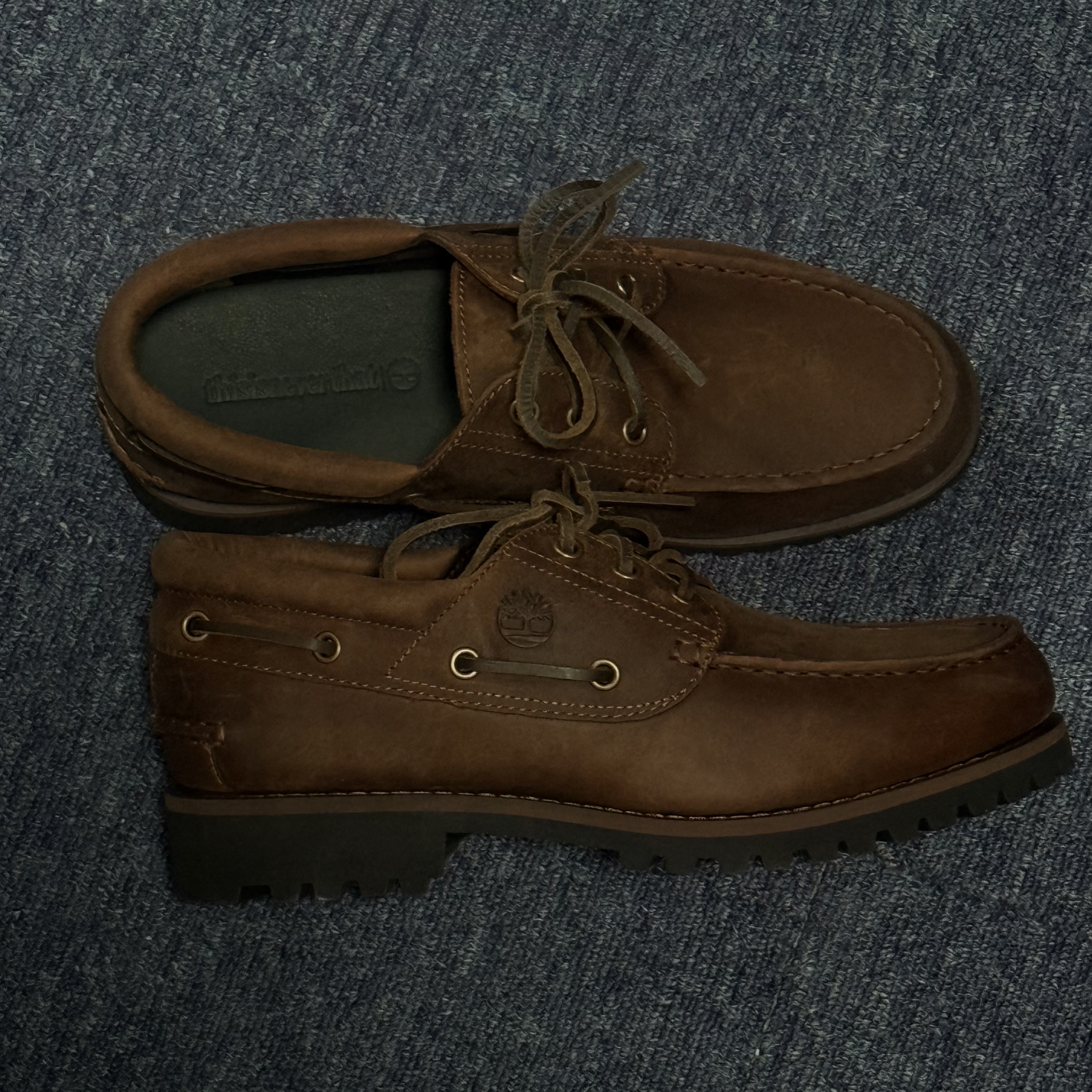 Timberland x Thisisneverthat 3-Eye Authentic Boat Shoes Brown - Wide 착용 스타일