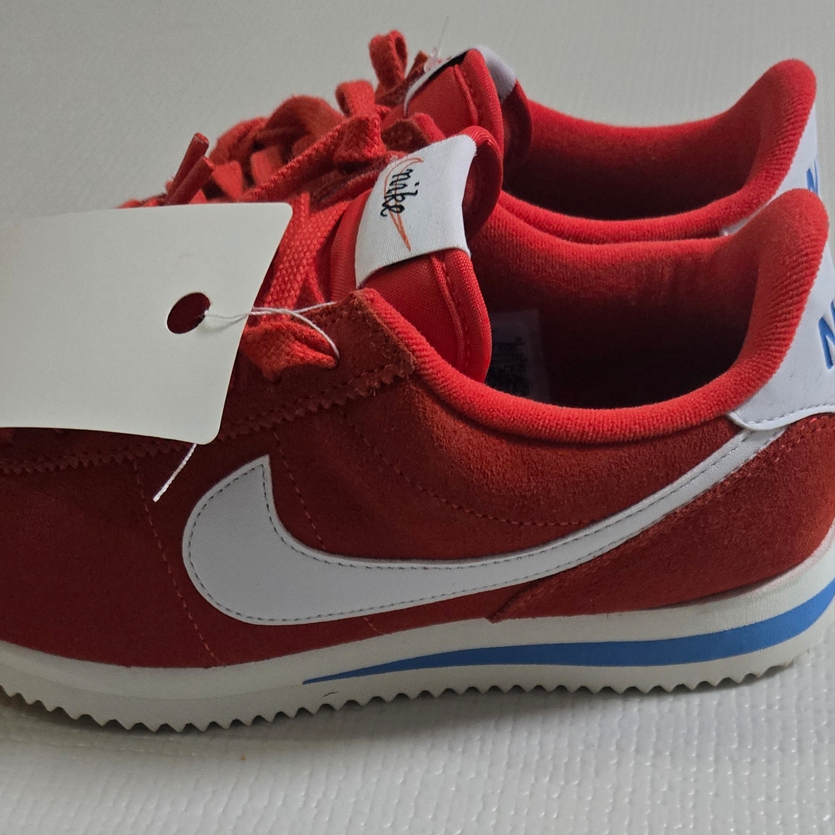 (W) Nike Cortez Light Crimson Light Photo Blue 착용 스타일 - 3