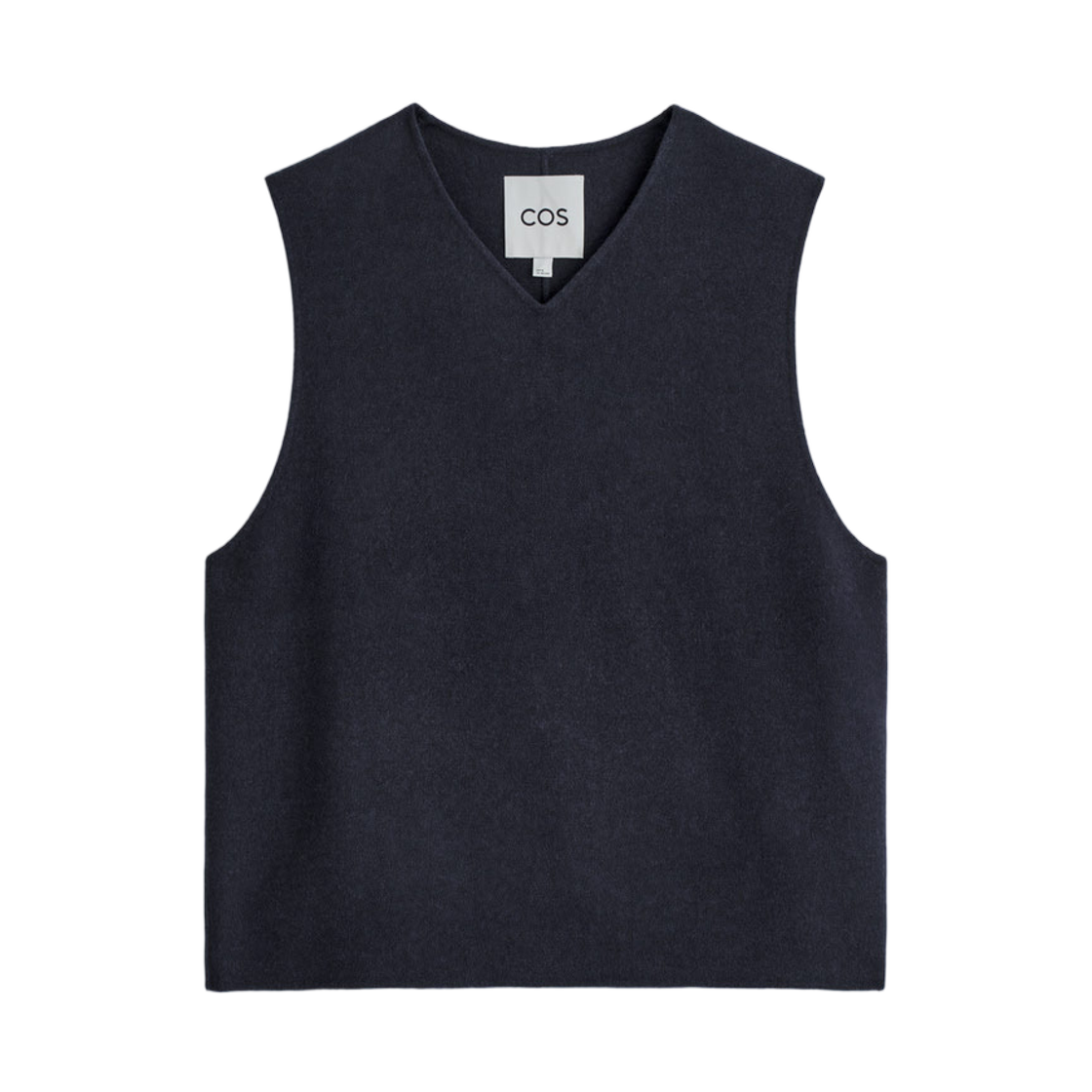 1304592001 COS Split Wool V Neck Vest Navy