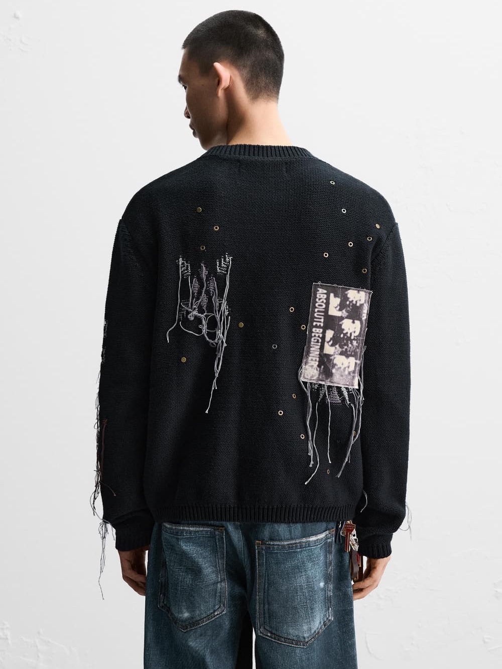 Zara x Andersson Bell Jacquard Patch Cardigan Black 착용 스타일 - 8