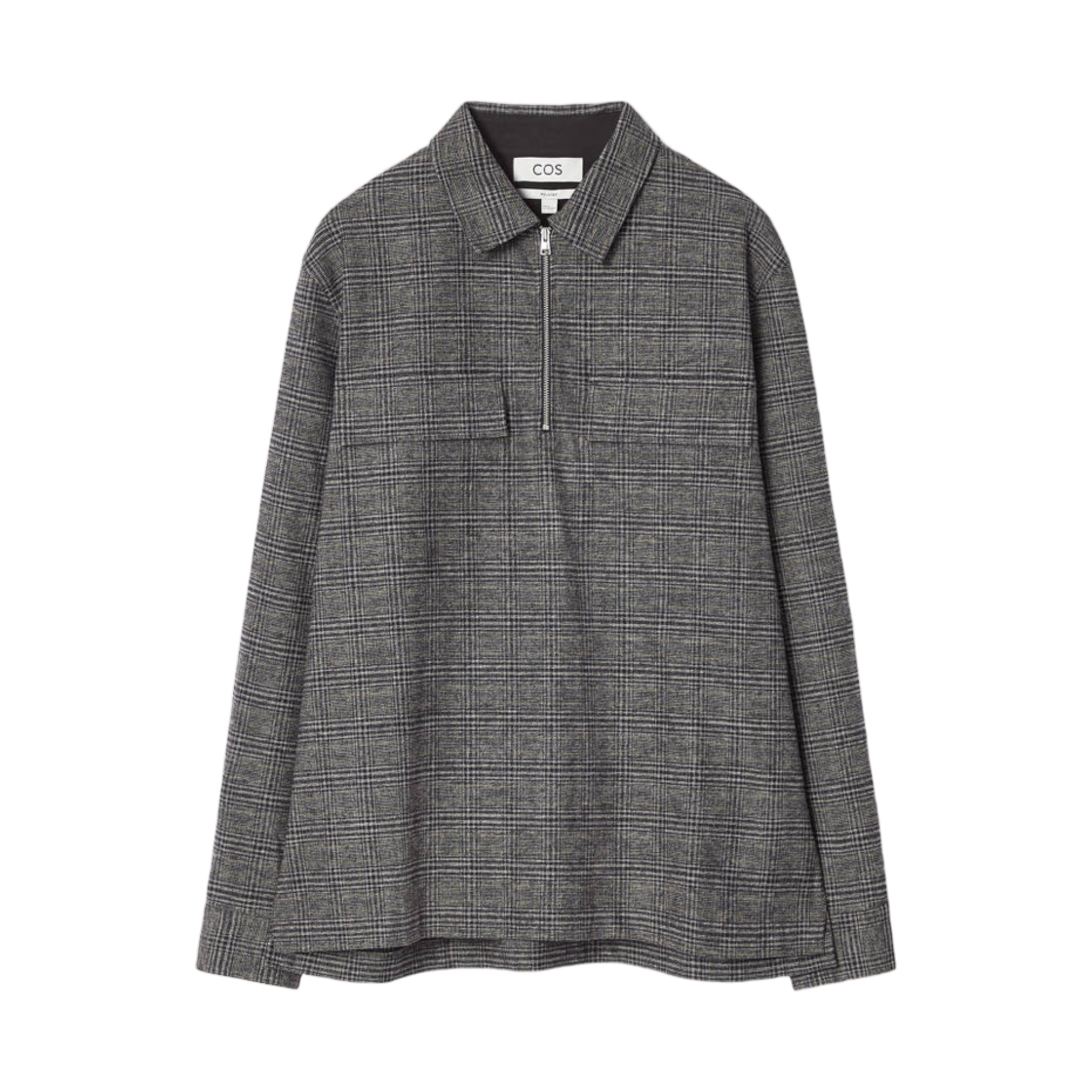 코스 체크 하프 집 셔츠 블랙 체크드(COS Checked Half Zip Shirt Black Checked)