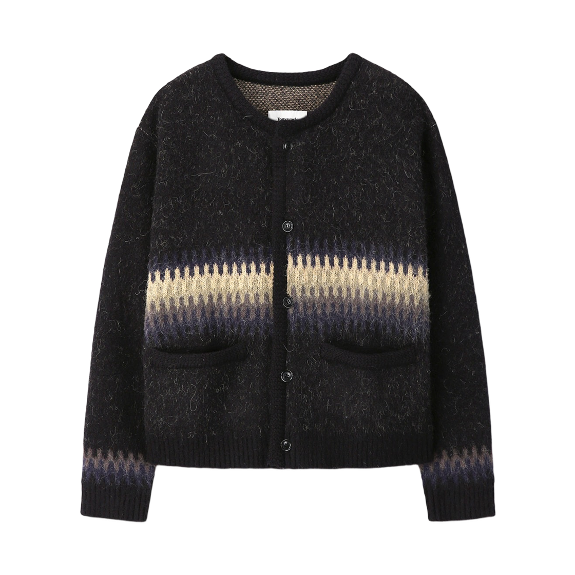 토니웩 알파카 자카드 니트 블루종 페일 블랙(Tonywack Alpaca Jacquard Knitted Blouson Pale Black)