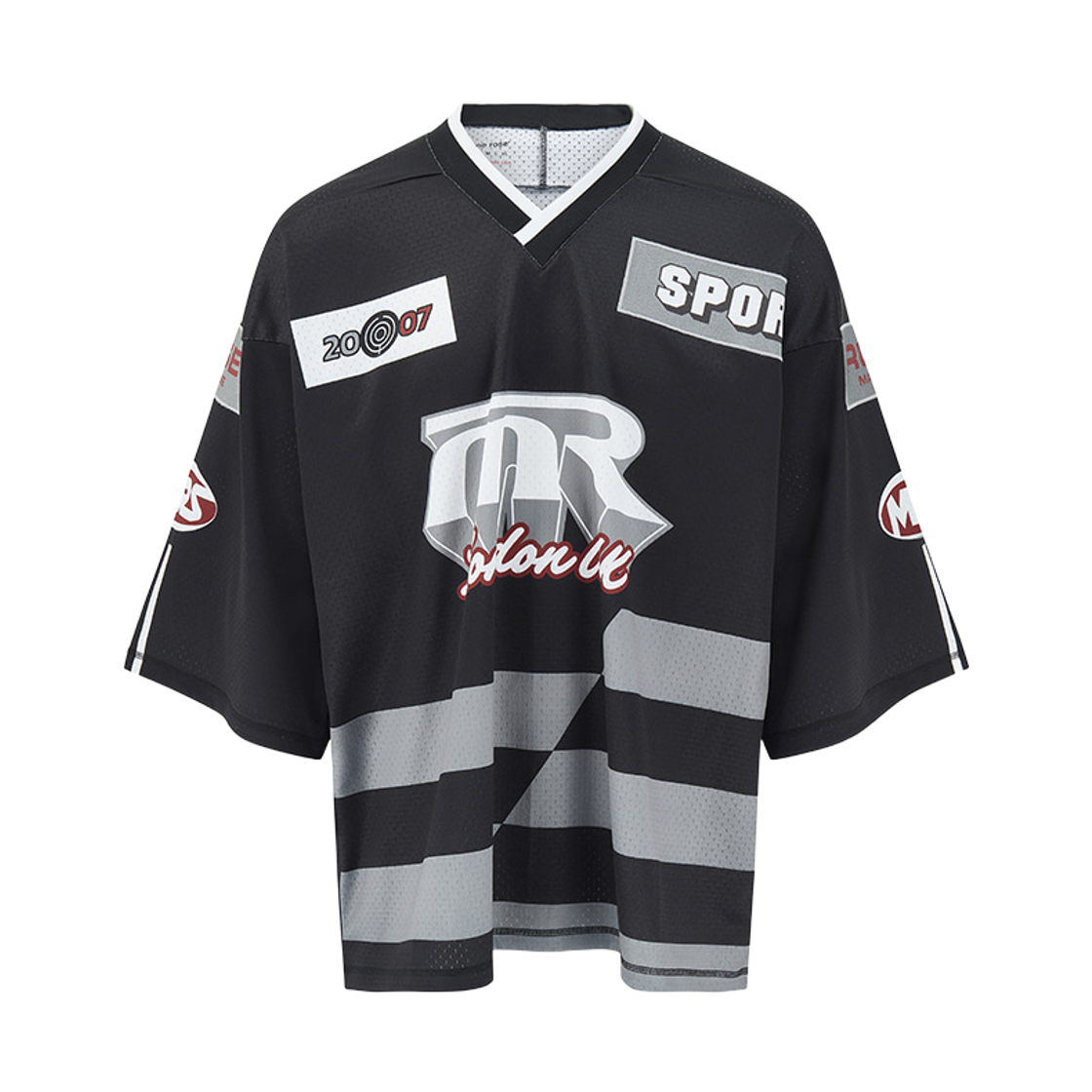 마틴 로즈 오버사이즈 하키 탑 블랙 그레이(Martine Rose Oversized Hockey Top Black Grey) - 1