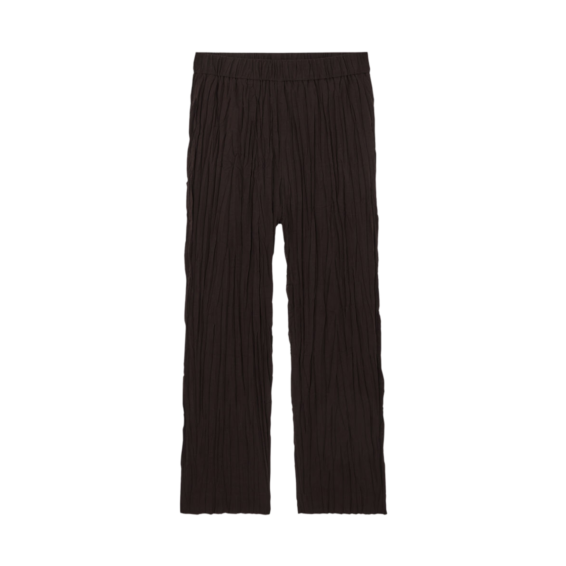 1223011001 COS The Crinkled Barrel Leg Trousers Dark Brown