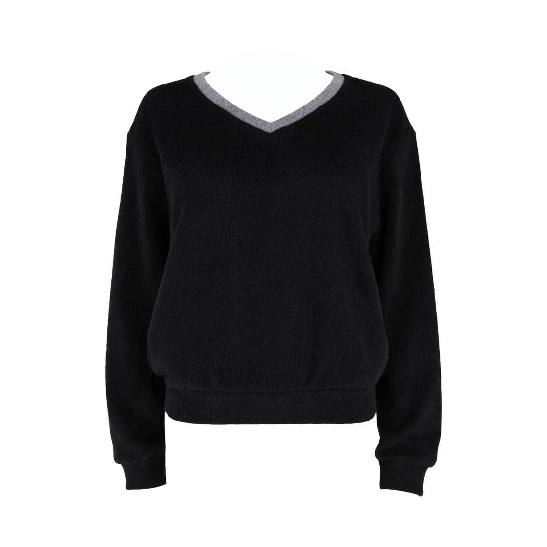 SA25122TSBK sayuu Brushed V-neck Pullover Black