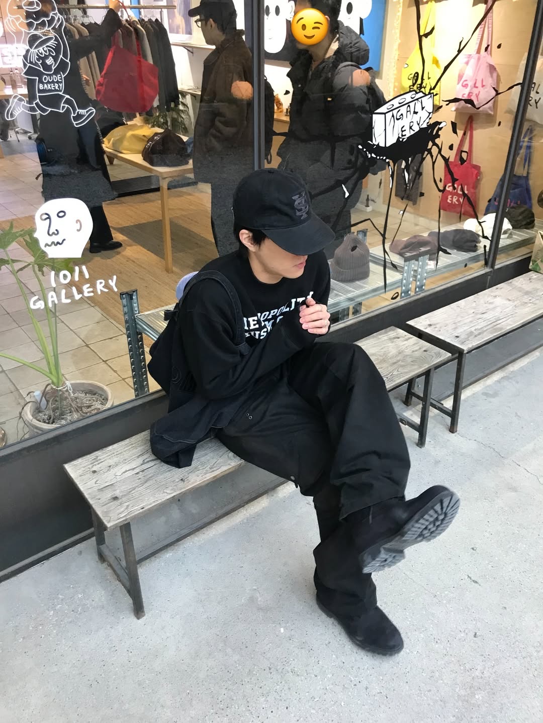 Sunday Ceremony Sy Logo 5 Panel Cotton Cap - Black 착용 스타일 - 2