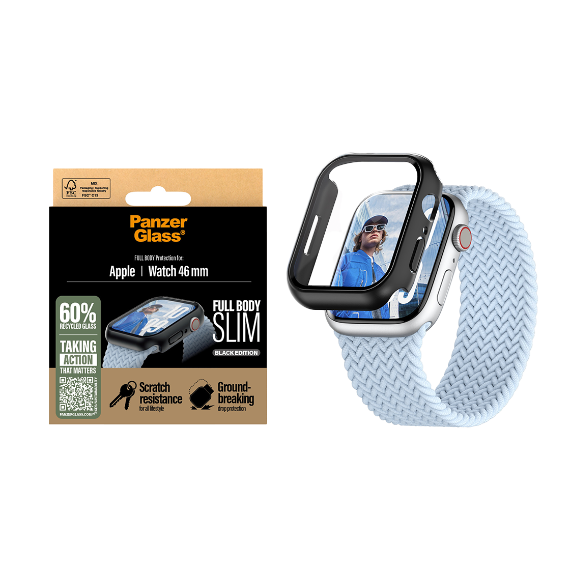 판저글래스 애플워치11 슬림 풀커버 케이스 46mm 블랙(PANZERGLASS Apple Watch Series 11 Slim Full Cover Case 46mm Black)
