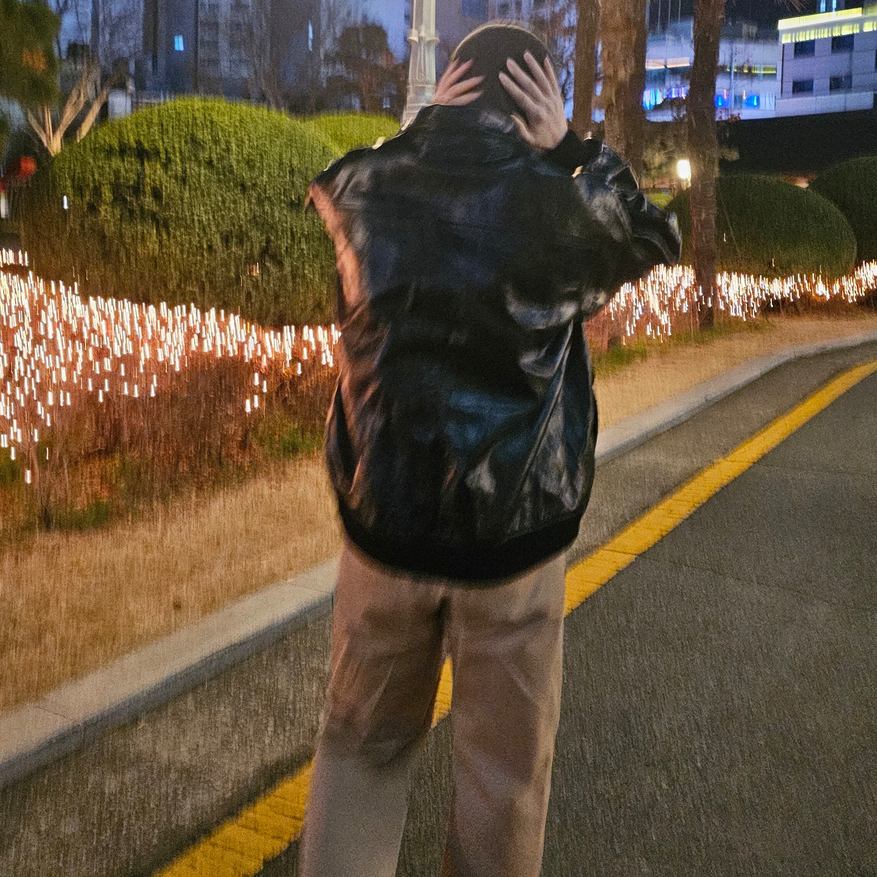 Auralee Lamb Leather Zip Blouson Black, Auralee Washed Finx Chino Belted Pants Camel Brown - 25SS 착용 스타일 - 2