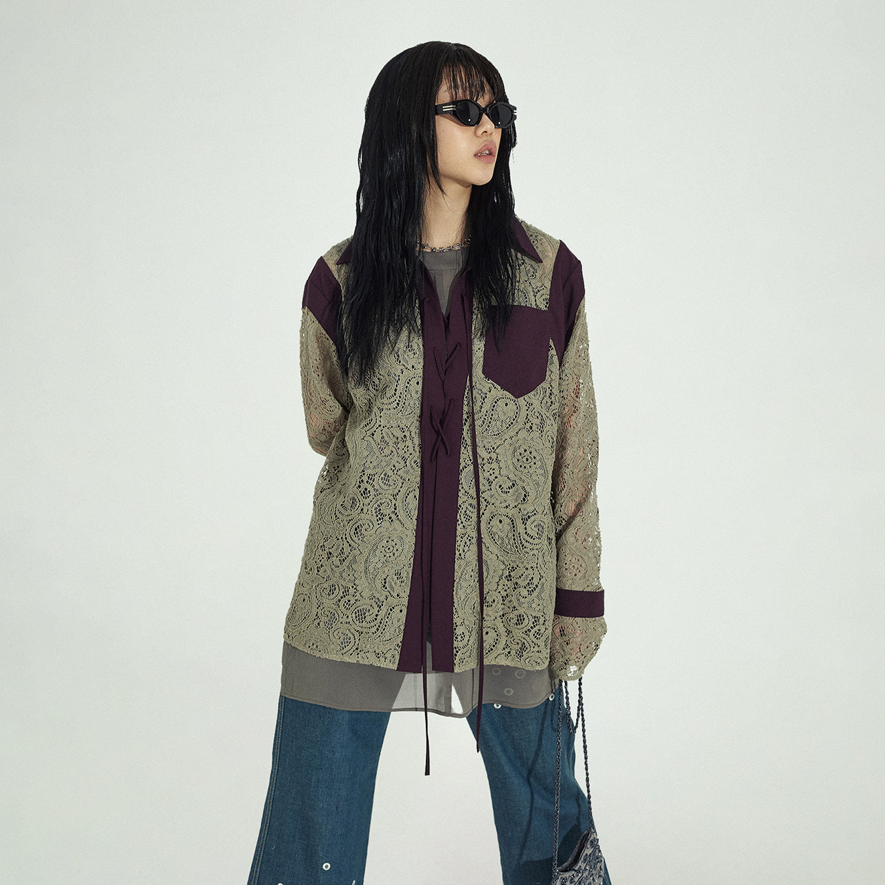 스틸레써디 레이스업 셔츠 카키(Still Lethardy Lace-Up Shirt Khaki) - 3