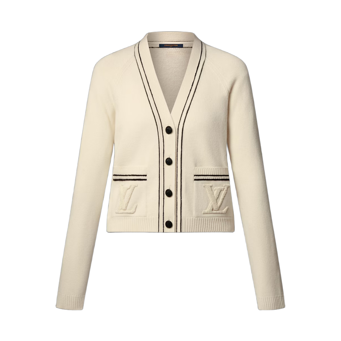 (W) 루이비통 스트라이프 악센트 가디건 밀키 화이트((W) Louis Vuitton Stripe Accent Cardigan Milky White)