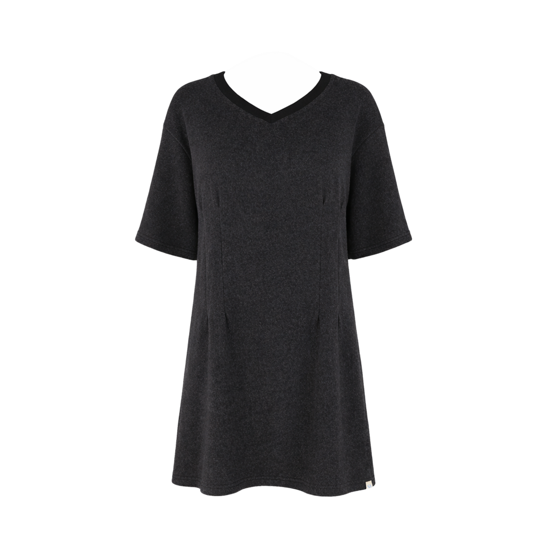 사유 브러쉬 브이넥 미니 원피스 차콜(sayuu Brushed V-Neck Mini Dress Charcoal) - 1