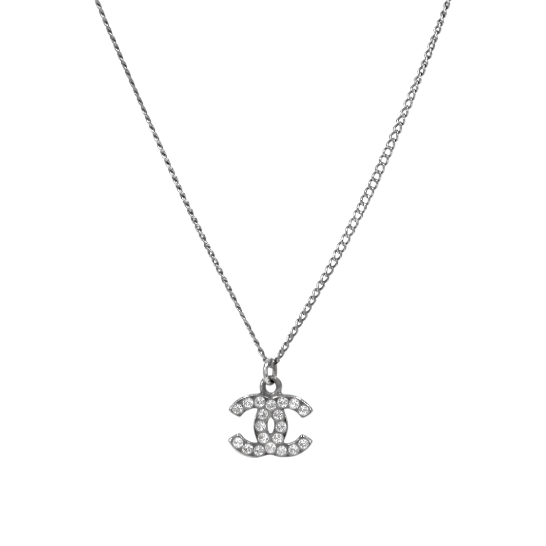 ITVI6V6NEOAG Chanel Cubic CC Silver Necklace A-B44189