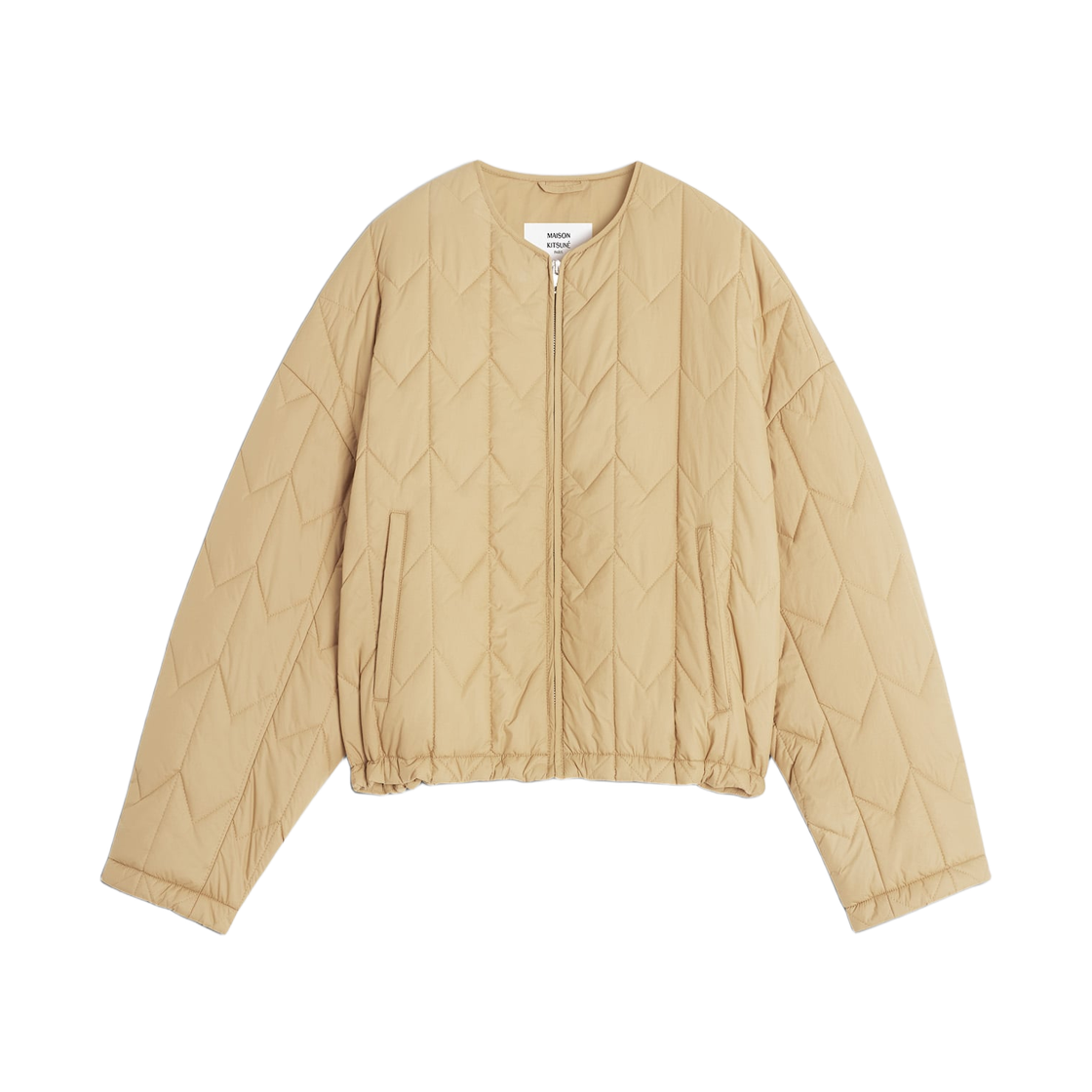 (W) 메종 키츠네 퀼티드 자켓 캔버스 브라운((W) Maison Kitsune Quilted Jacket Canvas Brown)