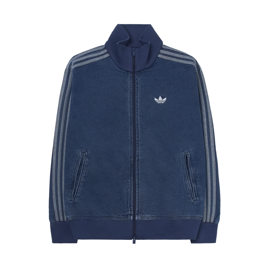 아디다스 아디컬러 데님 파이어버드 트랙탑 미디움 블루 데님 - KR 사이즈(Adidas Adicolor Denim Firebird Track Top Medium Blue Denim - KR Sizing)