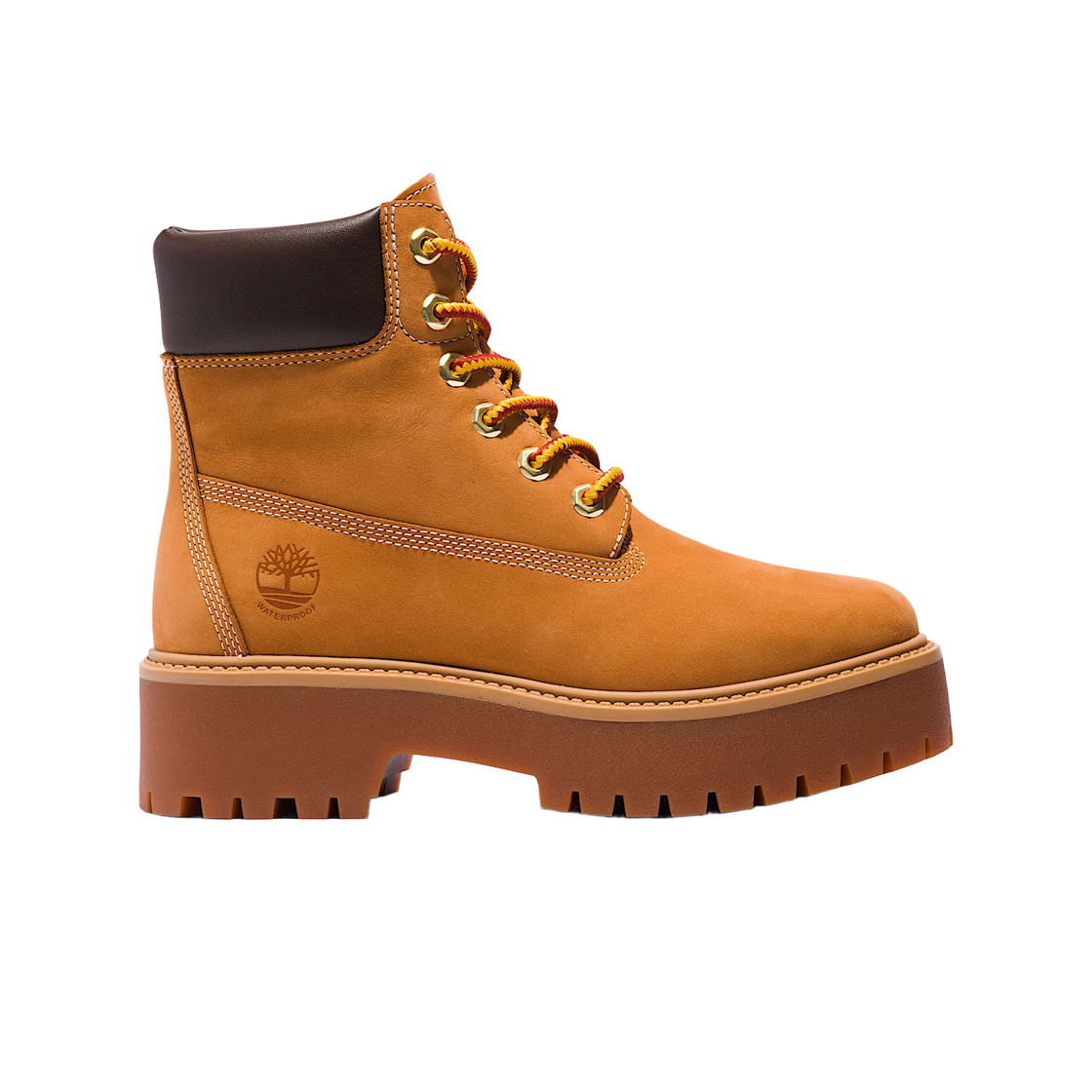 (W) 팀버랜드 스톤 스트릿 6인치 워터프루프 플랫폼 부츠 위트 - 미디움((W) Timberland Stone Street 6 Inch Waterproof Platform Boots Wheat - Medium)