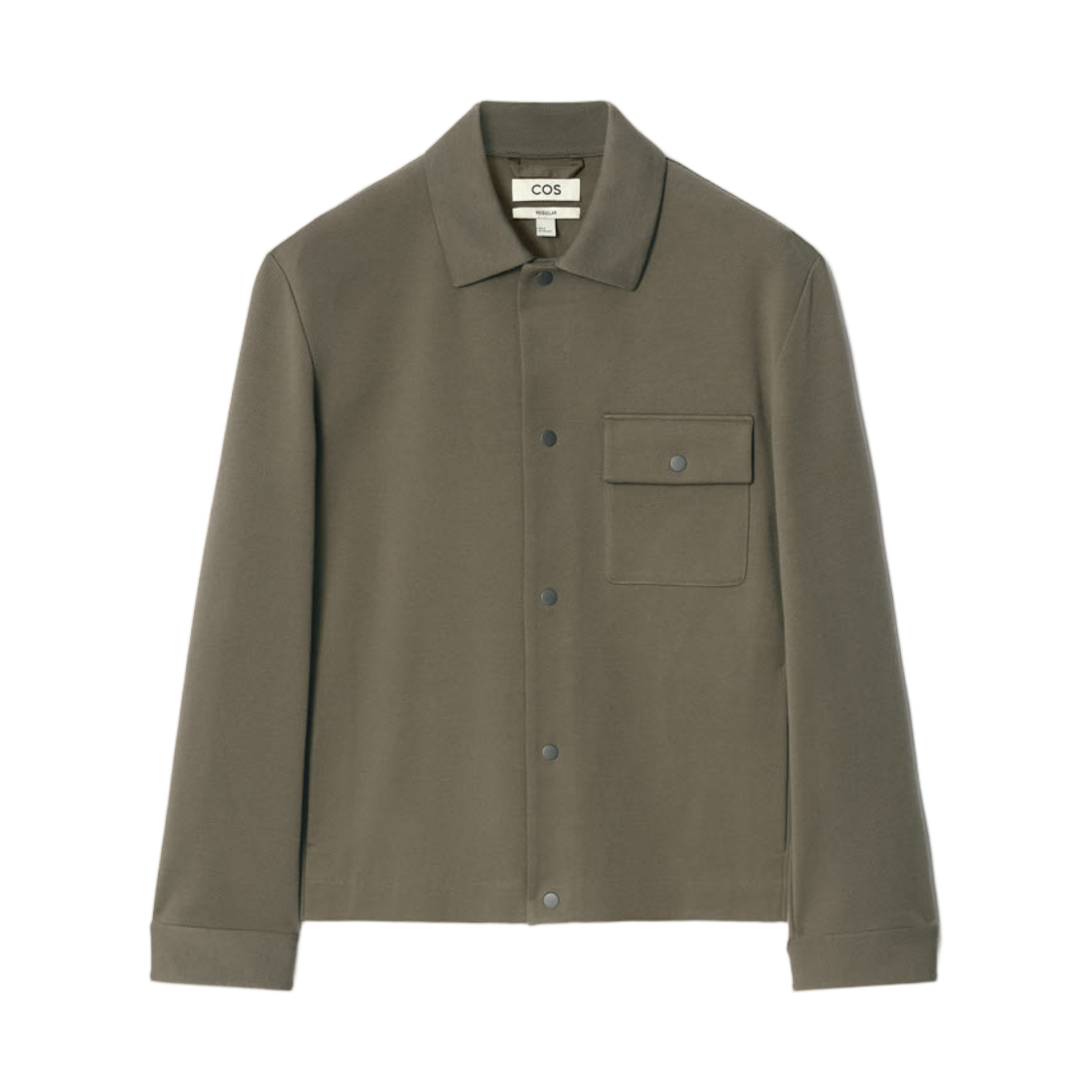1263870002 COS Jersey Twill Shirt Jacket Dark Khaki