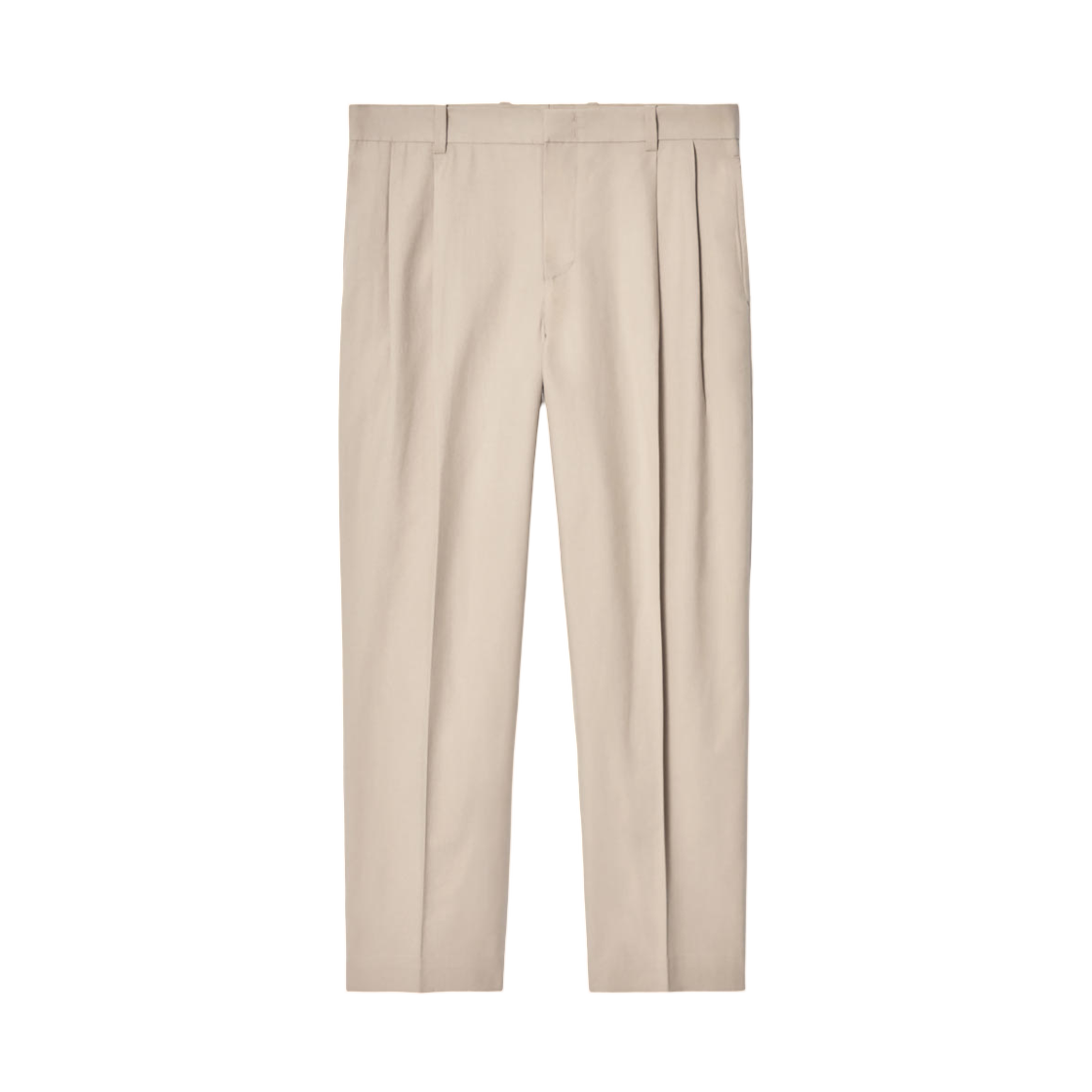 1264204002 COS Pleated Cotton Tapered Trousers Mole