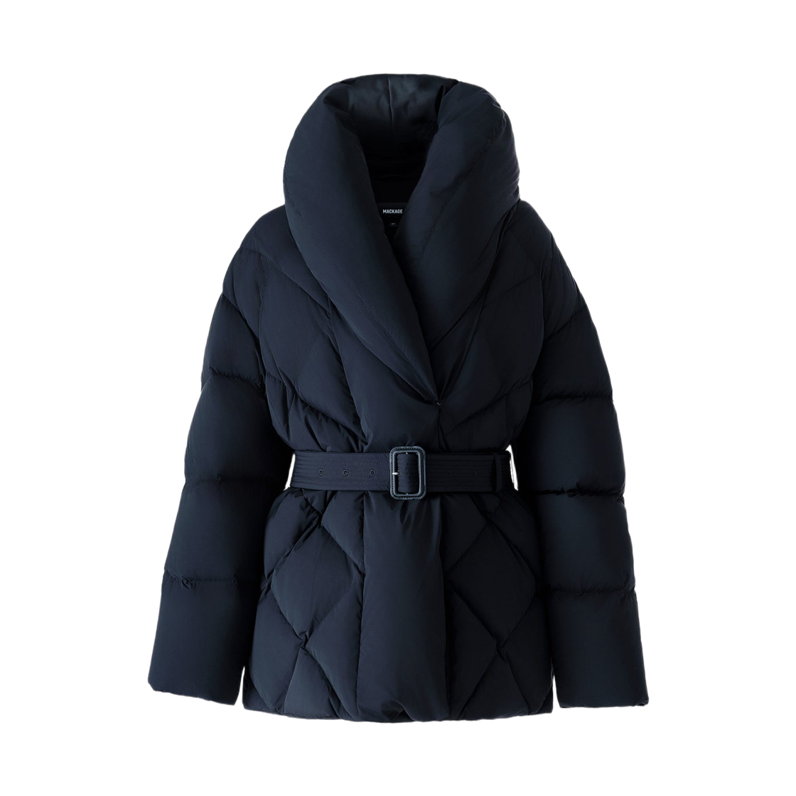 (W) 맥카지 올리브 숄 칼라 다운 벨티드 자켓 블랙((W) Mackage Olive Down Belted Jacket With Shawl Collar Black)