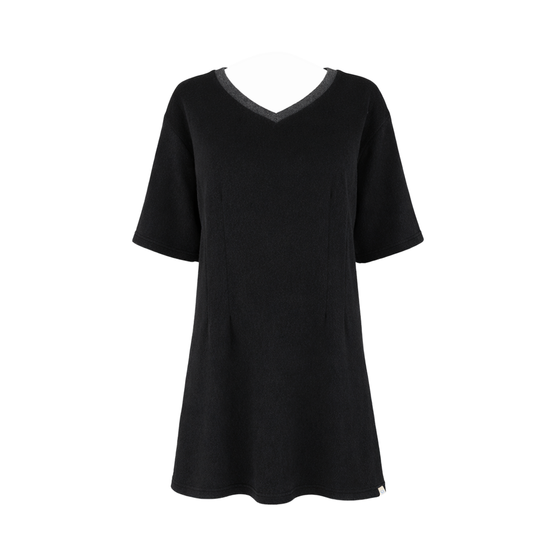 사유 브러쉬 브이넥 미니 원피스 블랙(sayuu Brushed V-Neck Mini Dress Black) - 1