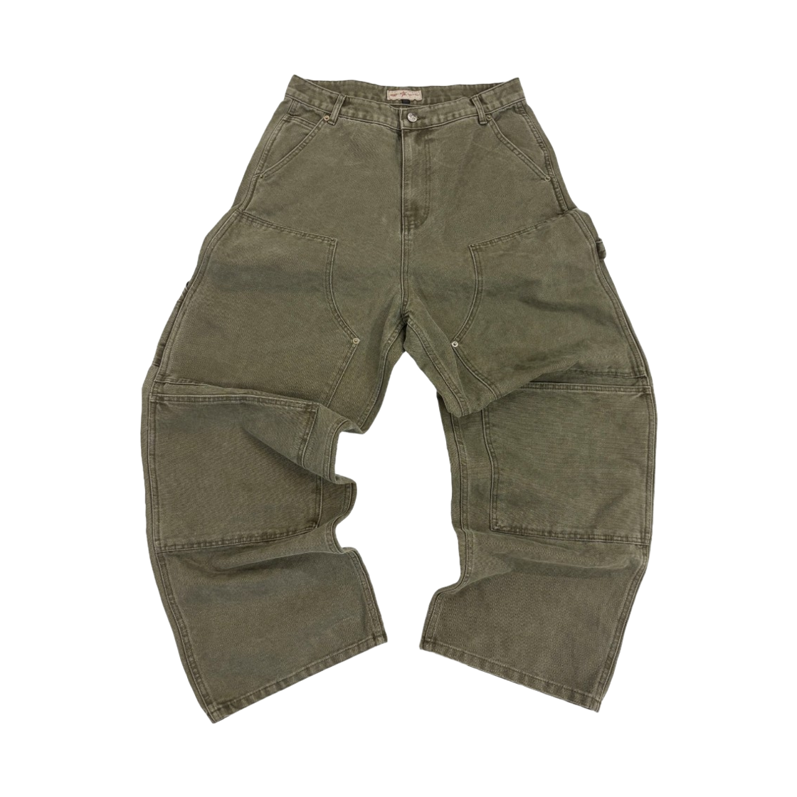 아오이로 커트 더블 니 팬츠 올리브(Aoiro Cutted Double Knee Pants Olive)