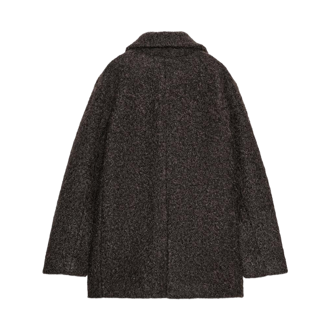 (W) 자라 부클 더블 브레스티드 세미 롱 코트 다크 브라운((W) Zara Boucle Double-Breasted Semi Long Coat Dark Brown) - 2