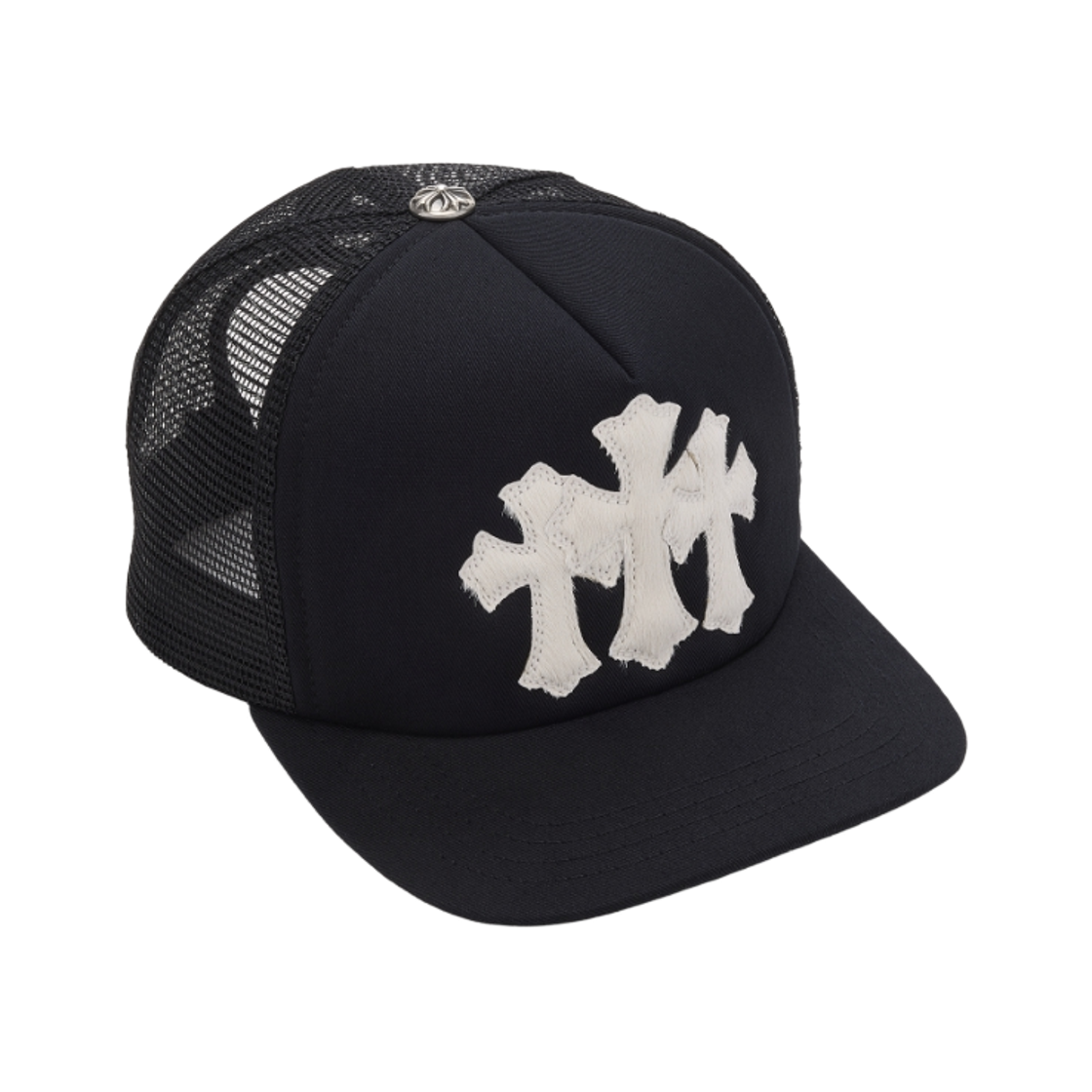크롬하츠 세메터리 카프 헤어 트러커햇 블랙(Chrome Hearts Cemetery Calf Hair Trucker Hat Black)