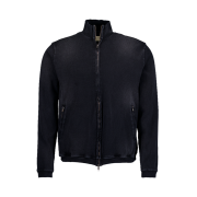 Undermycar Mu.156 Classic Logo Brush Washed Ribbed Mock Neck Zip-Up Washed Black