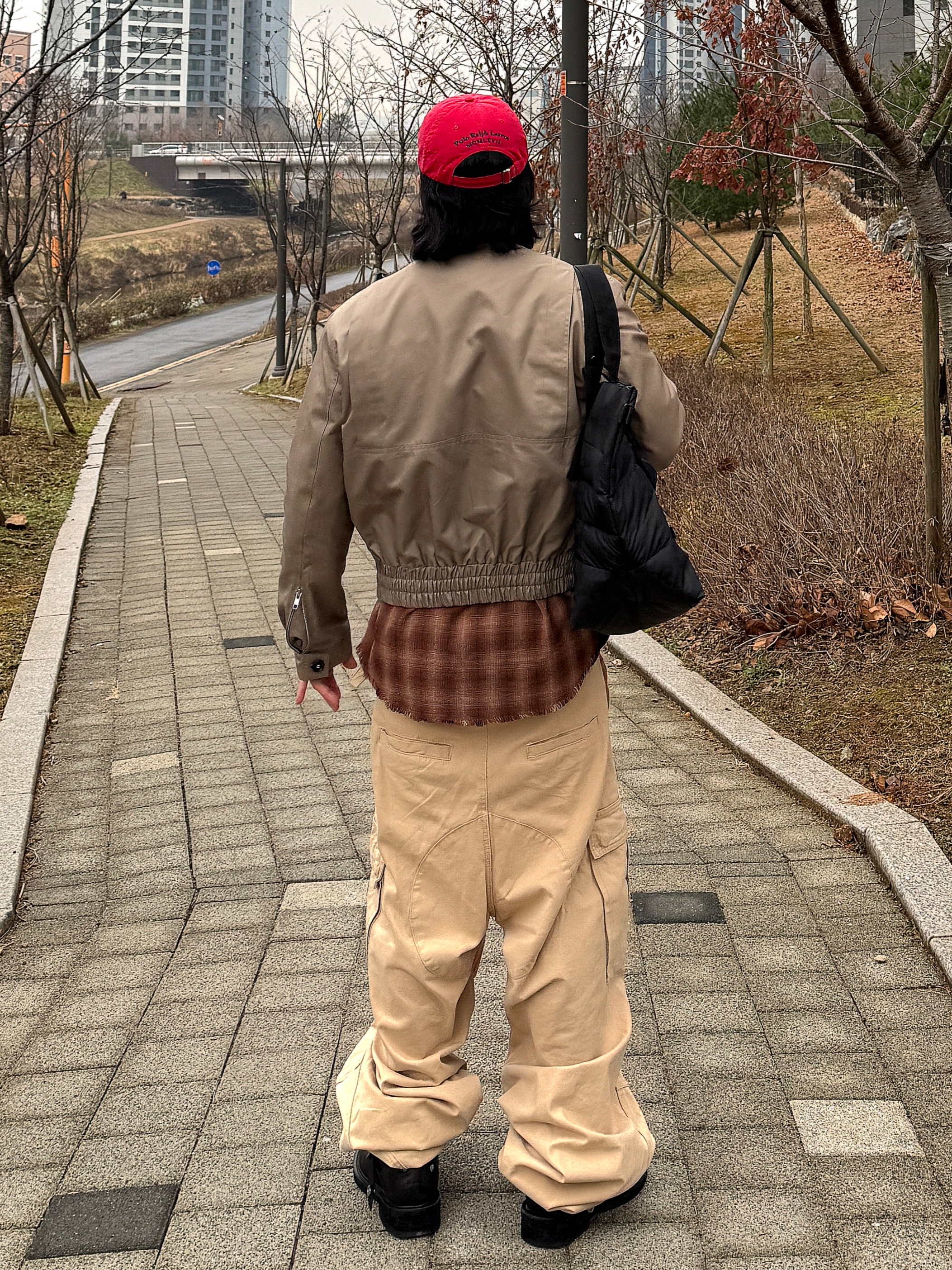 Jieda Western Belt Black, NOD Stone Washed Cargo Pants Beige 착용 스타일 - 7