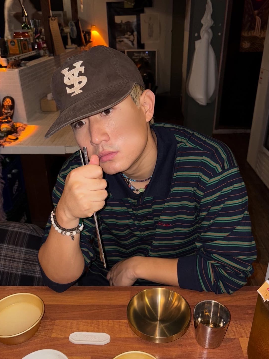 Sunday Ceremony Sy Logo 5 Panel Cotton Cap - Brown 착용 스타일 - 1