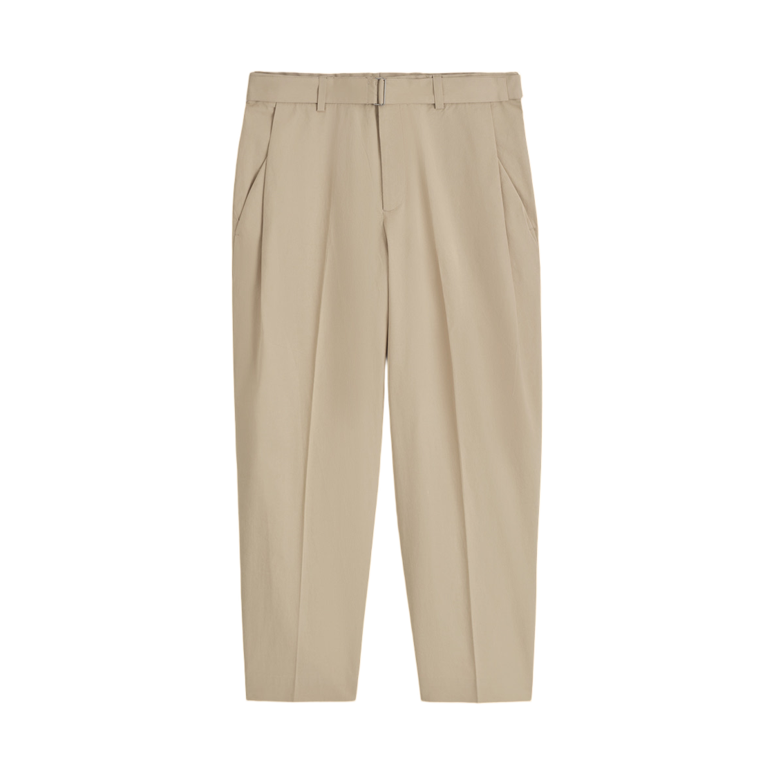 1282014001 COS Belted Tapered Cotton Trousers Mole